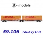 59.106 B-models  Dvojitý kontejnerový vůz řady Sggmrss, Touax/IFB, DHL