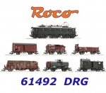 61492 Roco  7-pcs set of Freight train with electric locomotiveClass E 52 22 of the DRG