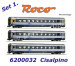 6200032 Roco Set of 3 Passenger Cars Eurocity of Cisalpino CIS - Set No. 1