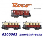 6200063 Roco Set 3 osobních vozů zubačkové železnice Sonnblick-Bahn