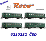 6210282 Roco Set 4 osobních vozů 'Rybák' ČSD s osvětlením, DCC