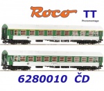 6280010 Roco TT Set 2 osobních vozů Y/B 70, ČD - Set č.1
