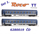 6280019 Roco TT Set dvou osobních vozů Y/B 70, ČD - Set č.1