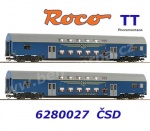 6280027 Roco TT Set 2 dvoupatrových vozů řady Bap, ČSD