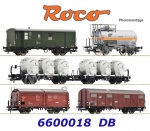 6600018 Roco Set of six freight train cars, epoch IV, of the DB