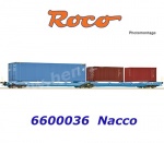6600036 Roco Dvojitý kapsový vůz řady Sdggmrs 738/T3000e, NACCO se 3 kontejnery