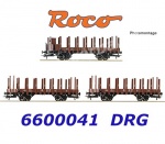6600041 Roco Set of 3 stake wagons of the DRG
