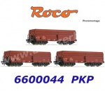 6600044 Roco Set of 3 self-unloading wagons, type Fads (WWyah) of the PKP