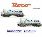 6600051 Roco Set of two 4-axle silo wagons type Uacns of the Holcim