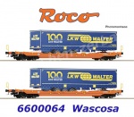 6600064 Roco Dvojitý kapsový vůz řady Sdgnss/T5, Wascosase 2 triler LKW Walter
