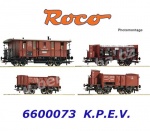 6600073 Roco Set of 4 wagons of good train of the K.P.E.V.
