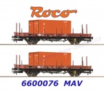 6600076 Roco Set 2 klanicových vozů s nákladem kontejnerů, MAV
