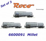 6600091 Roco  Set 3 cisternových vozů řady Zacns, Millet
