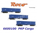 66000100 Roco Set of three open goods wagons type Eanos of PKP Cargo
