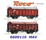 6600116 Roco Set of two sliding roof wagons, type Tcs, of the MAV