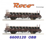 6600120 Roco Set 2 klanicových vozů řady Ks s nákladem cívek drátu, OBB