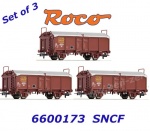 6600173 Roco Set 3 nákladních vozů s posuvnou střechou řady Tms, SNCF