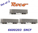 6600203 Roco Set 3 4-nápravových otevřených nákladních vozů  Fas, SNCF