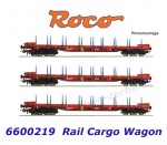 6600219 Roco Set of 3 Stake Cars  type Rs, of Rail Cargo Wagon