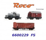 6600229 Roco Set of three goods wagons III. epoch of the FS