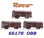 66178 Roco Set of three sliding roof wagons, type Tms, of the OBB