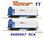 6680007 Roco TT Set of 2 sliding tarpaulin wagons type Shimmns of the ÖBB/Rail Cargo Austria