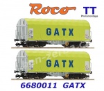 6680011 Roco TT  Set 2 vozú se shrnovací plachtou řady  Shimmns,  GATX