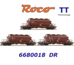 6680018 Roco TT Set 3 výsypných vozů na uhličitan draselný řady Uaoos-y, DR