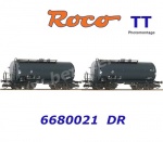 6680021 Roco TT Set 2 4-nápravových cisternových vozů řady ZZw, DR