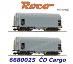 6680025 Roco TT  Set 2 vozů se shrnovacími plachtami řady Shimmns, ČD Cargo