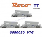 6680030 Roco TT  Set 3 samovýsypných vozů na potaš řady Taoos, VTG