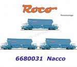 6680031 Roco TT Set of three covered hopper wagons for potash, type Taoos, of NACCO