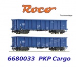 6680033 Roco TT Set of two 4-axle open goods wagons, type Eaons, of PKP Cargo
