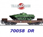 70058 Tillig Set 2 plošinových vozů Rmms 3960 naložených tanky, DR