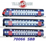 70066 Tillig Set 3 dvoupodlažních osobních vozů , SBB