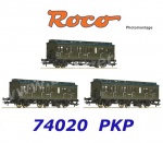 74020 Roco Set tří 3-osých osobních vozů  (ex Pruské), PKP
