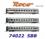 74022 Roco 3 piece set (2): EuroCity coaches EC 7,of the SBB