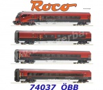 74037 Roco Set 4 osobních vozů Railjet, OBB