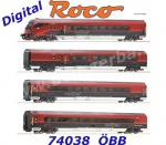 74038 Roco Set 4 osobních vozů Railjet, OBB s dekodérem DCC