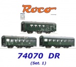 74070 Roco Set 3 osobních vozů "Reko", DR , (Set č.1)