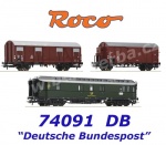 74091 Roco Set 3 vozů poštovního vlaku, DB