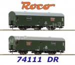 74111 Roco  2- piece set  postal car Rekowagen of the DR