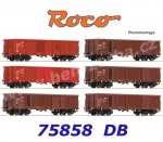 75858 Roco Set of 6 Open goods wagons type Eaos of the DB