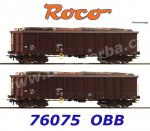 76075 Roco Set of 2 Open Cars Type Eanos with Bundles of Wood, ÖBB