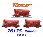 76175 Roco Set 3 vozů s výklopnou střechou řady Tds "Railion" , DB