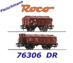 76306 Roco Set 2 otevřených vozů typu gondola s odklopnými víky řady K, DR