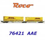 76421 Roco Articulated pocket Car Type Sdggmrs/T2000  with 2 "DHL" containers , AAE