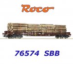 76574 Roco Klanicový vůz řady Rs s nákladem kmenů, SBB