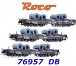 76957 Roco Set of 3 Heavy Duty Flat Cars with Steel Coils of the DB