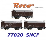 77020 Roco Set of three sliding roof wagons, type Tms, of the SNCF